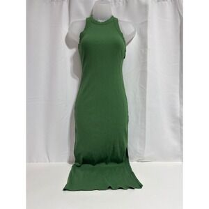 Victoria's Secret PINK Ribbed Racerback Midi Dress Green Slit XS‎